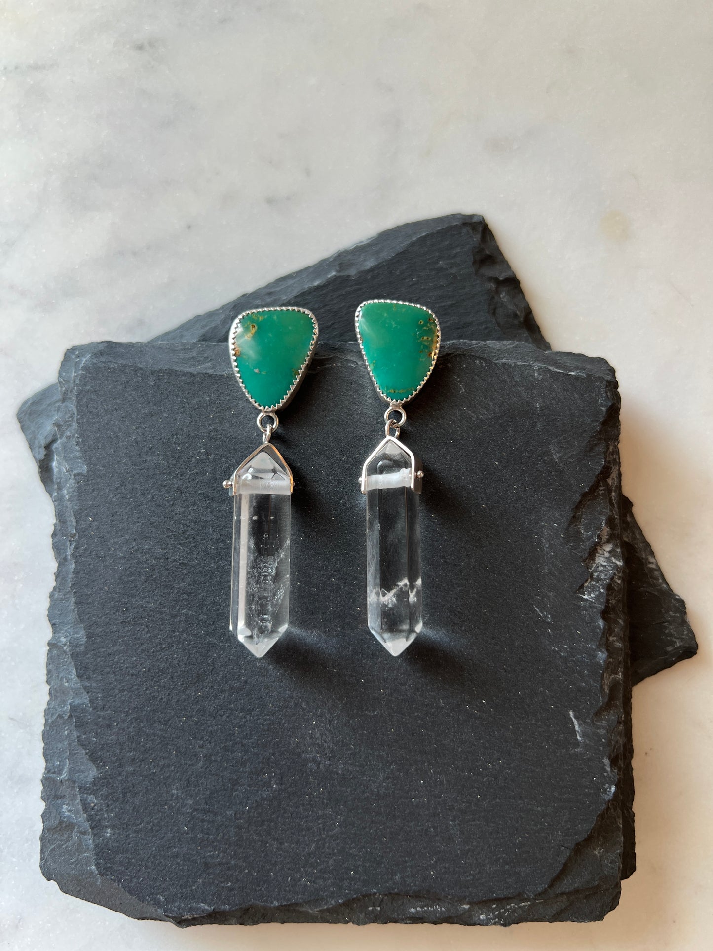 Turquoise + Quartz Drop Earrings