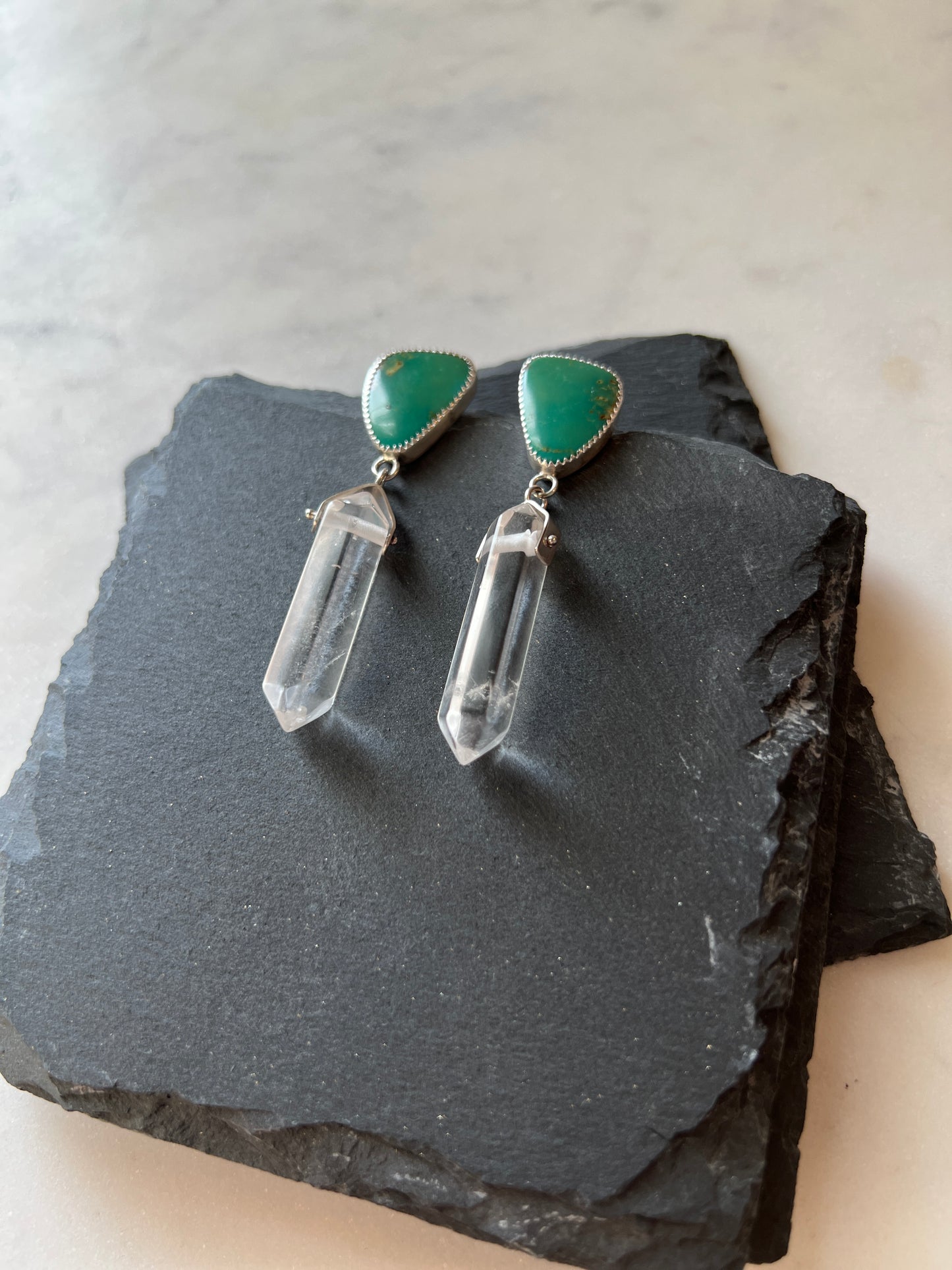 Turquoise + Quartz Drop Earrings