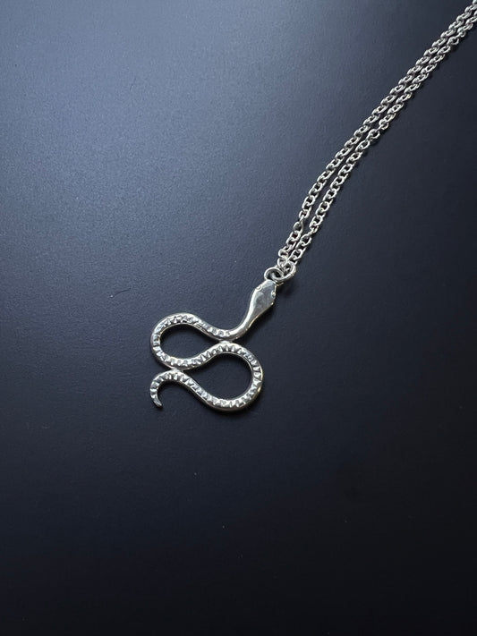 Silver Serpent Pendant Necklace