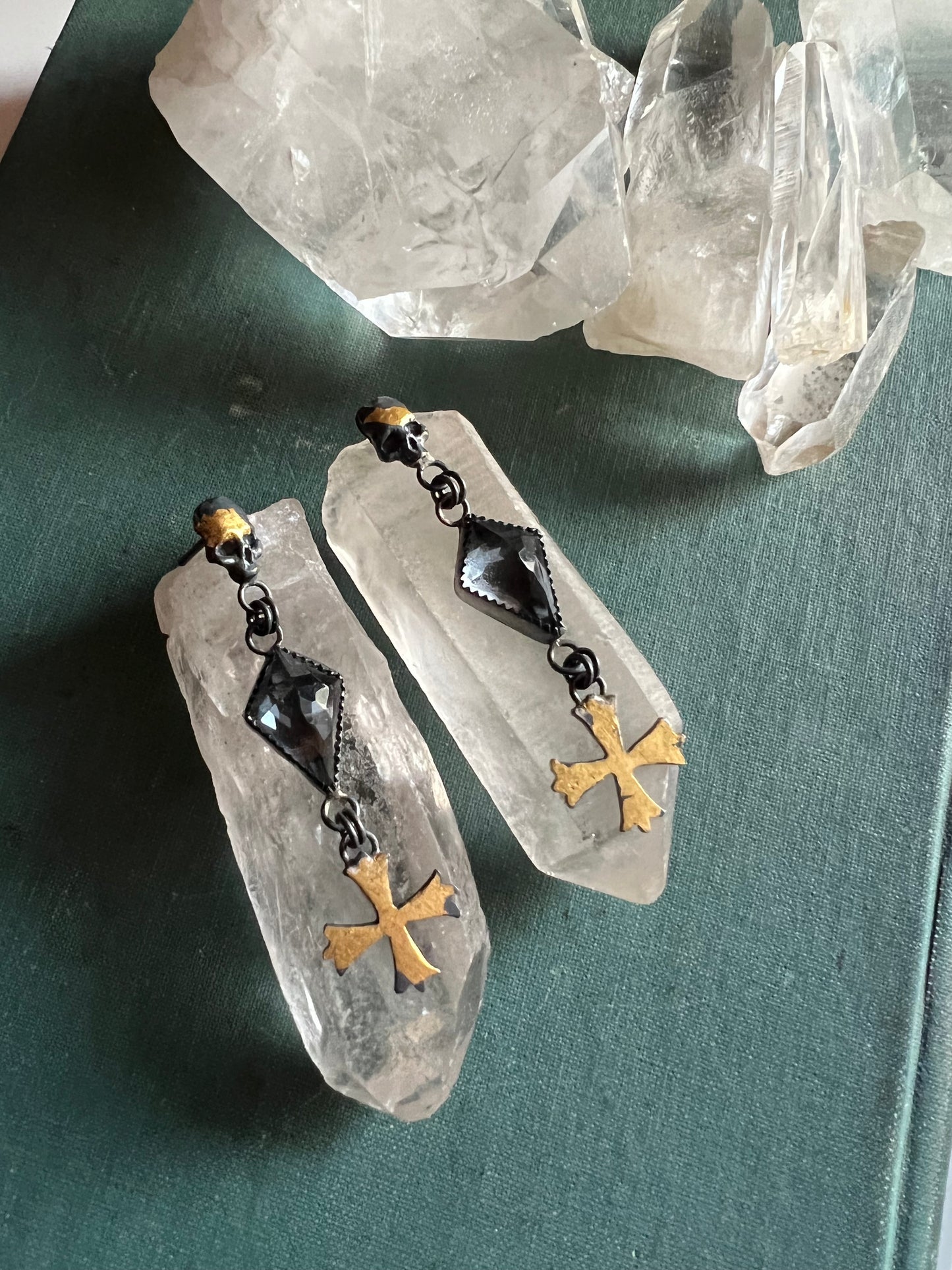 Gothic Cross + Skull Earrings